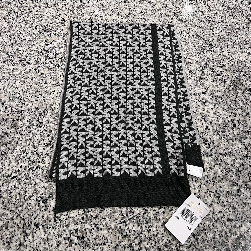 Michael Kors Logo Scarf - Dark Gray w/ Silver Gray Logo